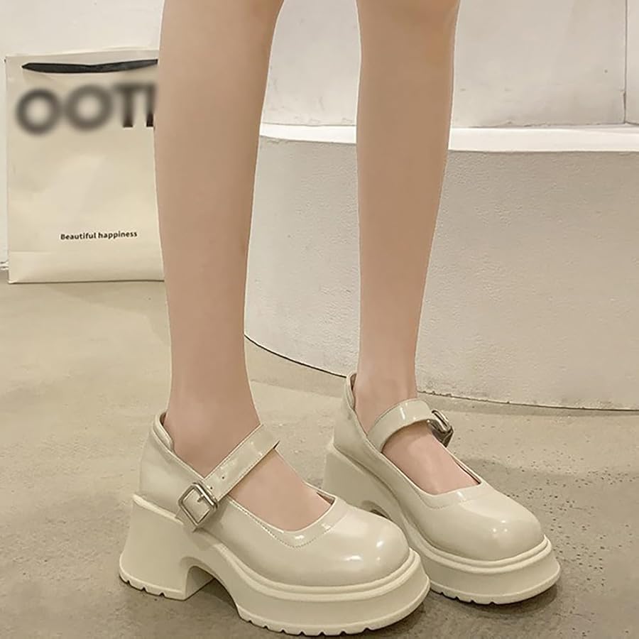 Amazon | [FANGLI] 6cmヒール メリージェーン パンプス 厚底靴